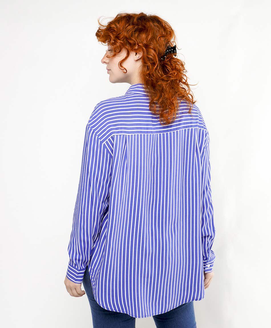Camisa mujer l&iacute;neas azul