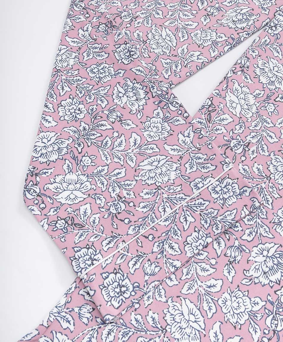 Pijama mujer camisero print floreado rosado