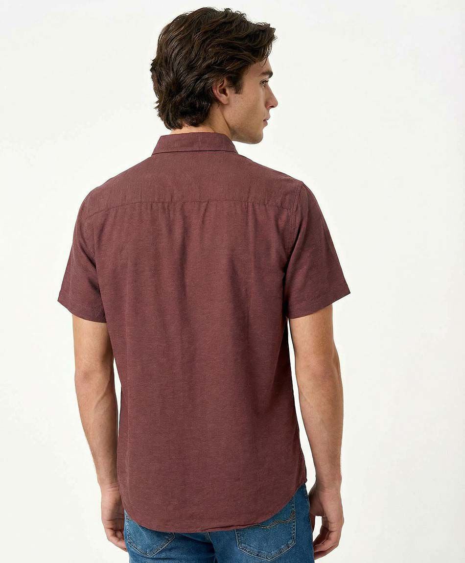 Camisa hombre lisa burdeo