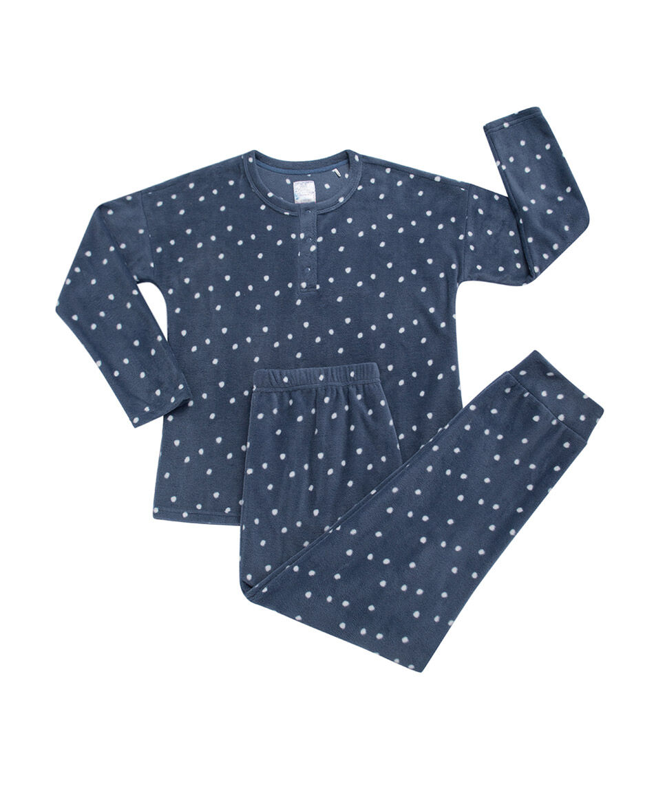 Pijama mujer polar lunares white