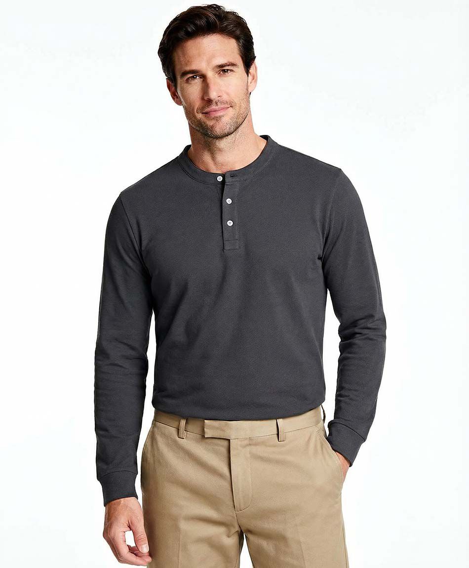 Remera hombre botones gris