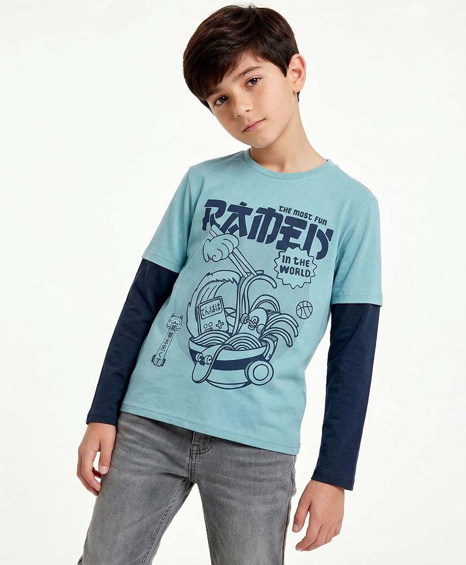 Remera ni&ntilde;o estampado ram&eacute;n