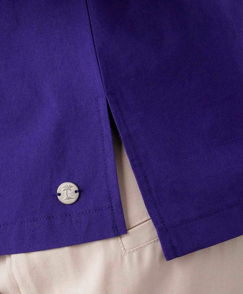 Camisa mujer lino morada bolsillos