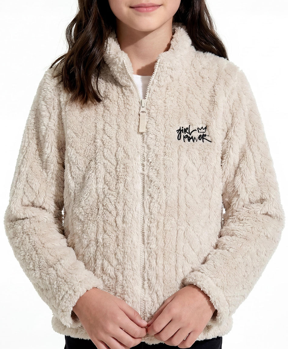 Buzo ni&ntilde;a sherpas trenzado white