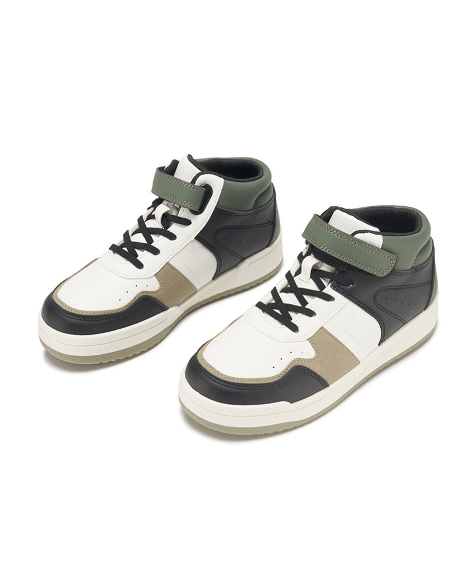 Zapatilla infantil (32 a 37) ca&ntilde;a alta tricolor