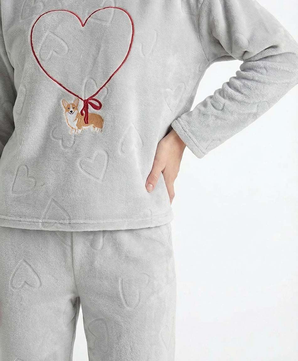 Pijama mujer coral dog and heart