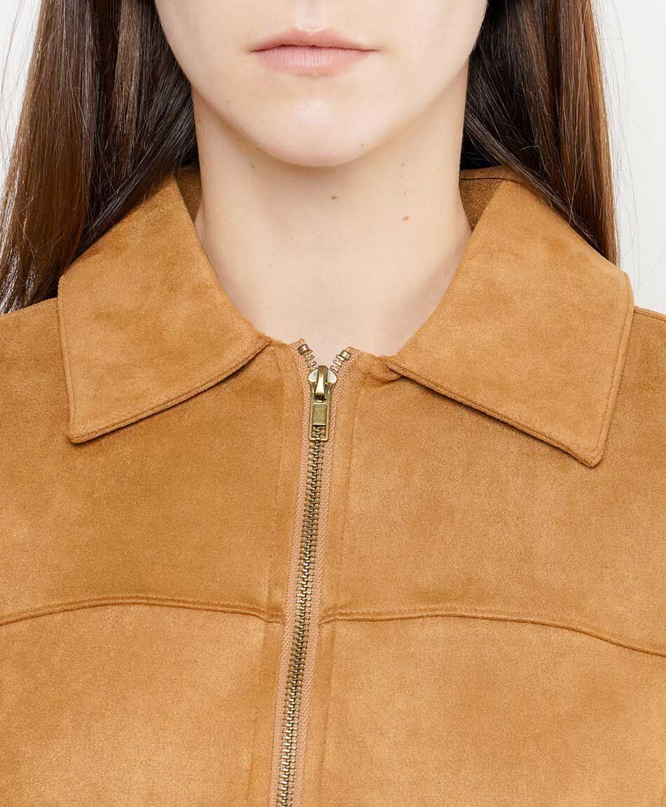 Campera mujer suede cierre