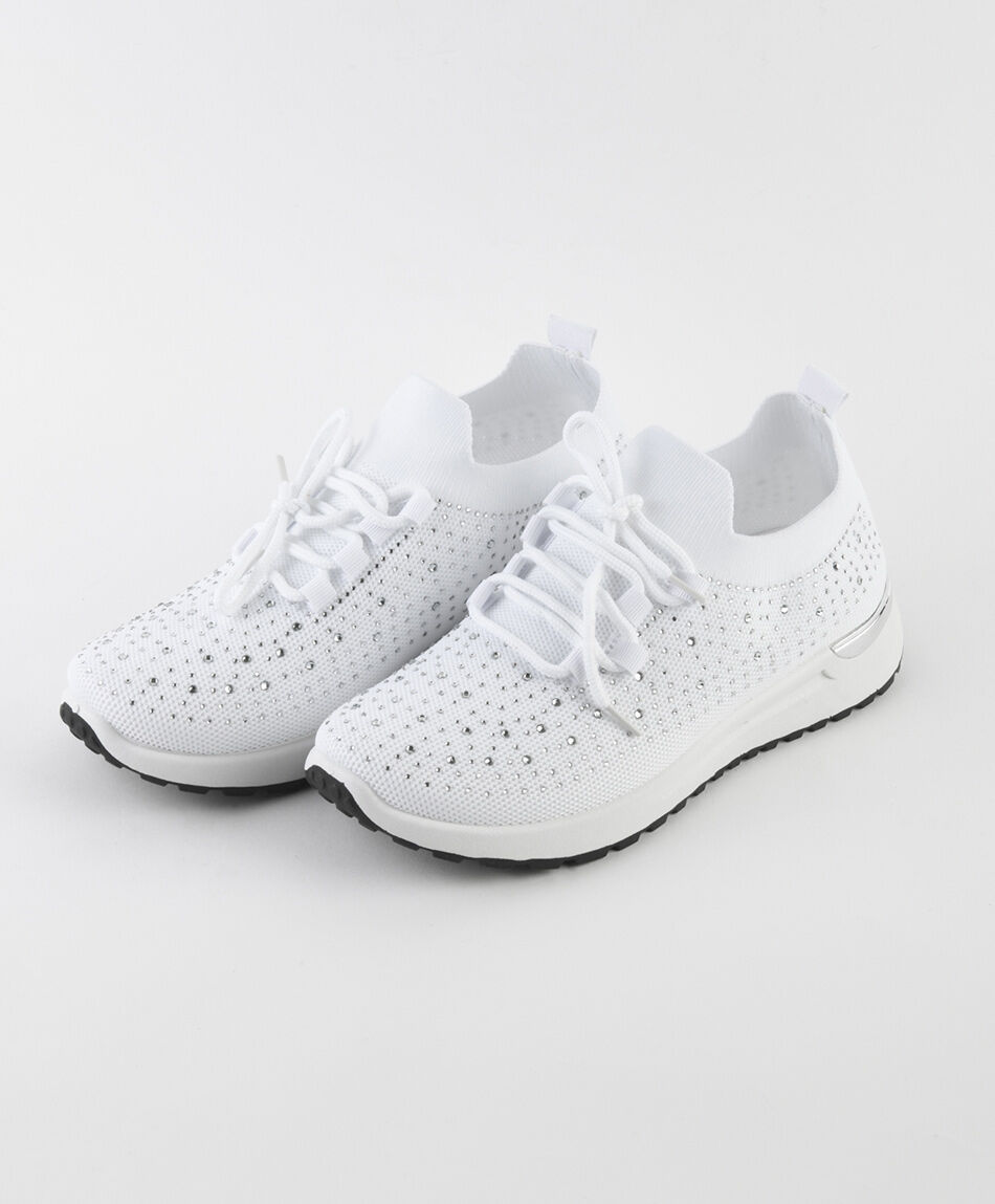 Zapatilla mujer piedritas blanca