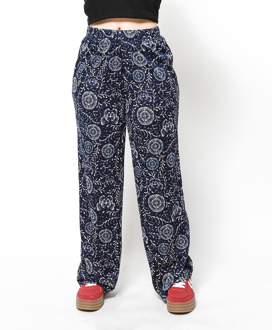 Pantal&oacute;n mujer print azul