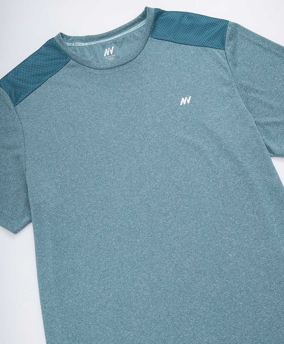 Remera deportiva hombre melange turquesa