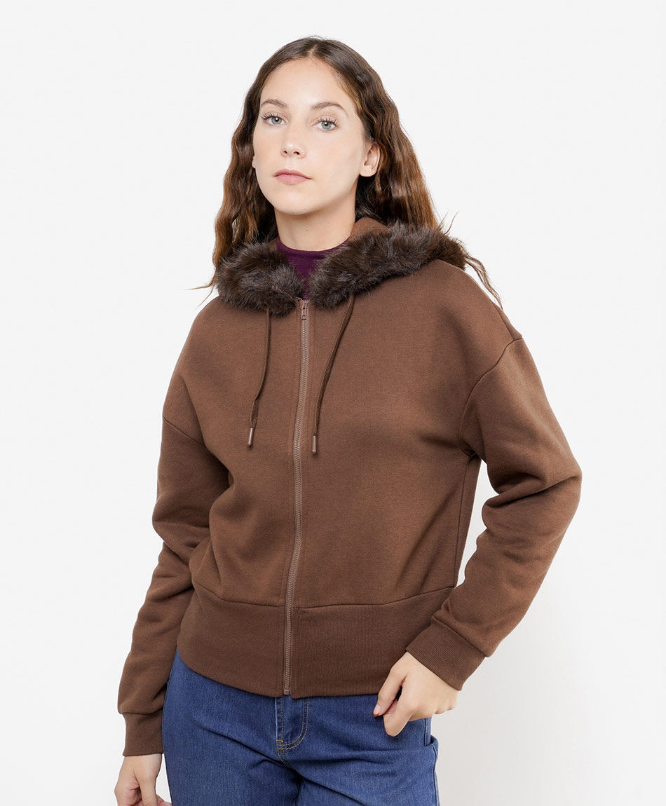 Buzo mujer cuello pelitos