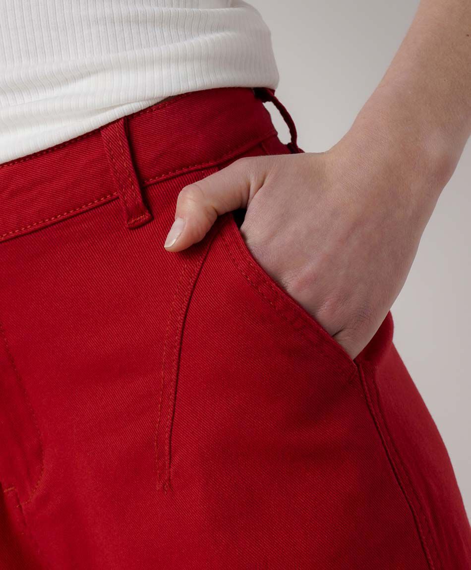 Jeans mujer wide leg rojo
