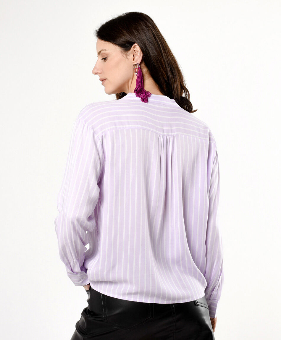 Camisa mujer l&iacute;neas cuello mao