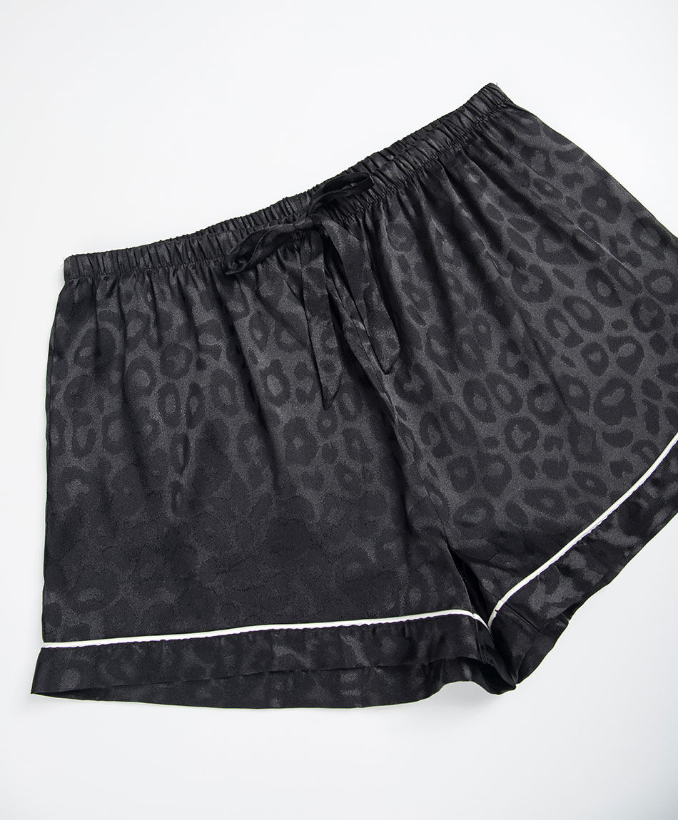 Pijama mujer camisero sat&iacute;n negro