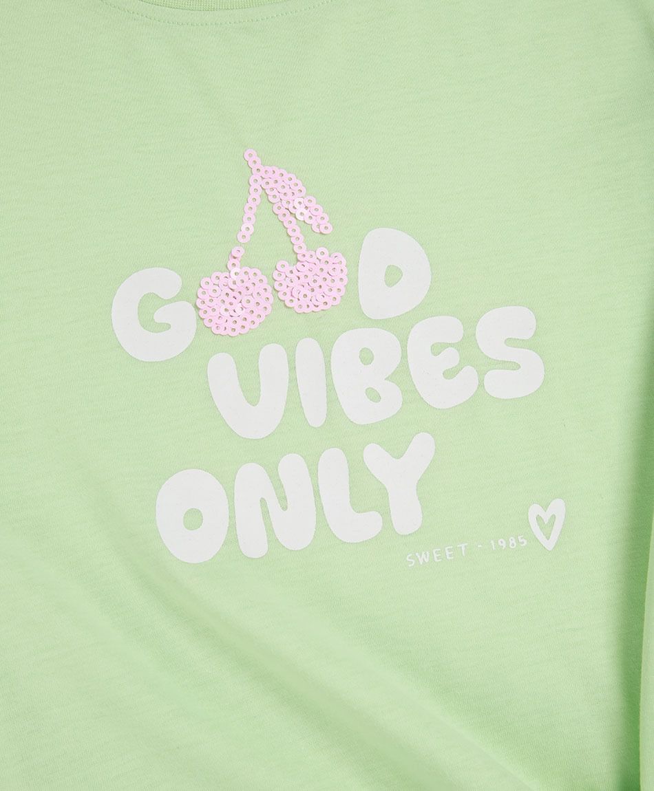 Remera ni&ntilde;a good vibes nudo