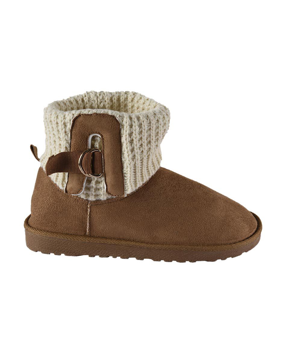 Bota piel tejido caf&eacute;
