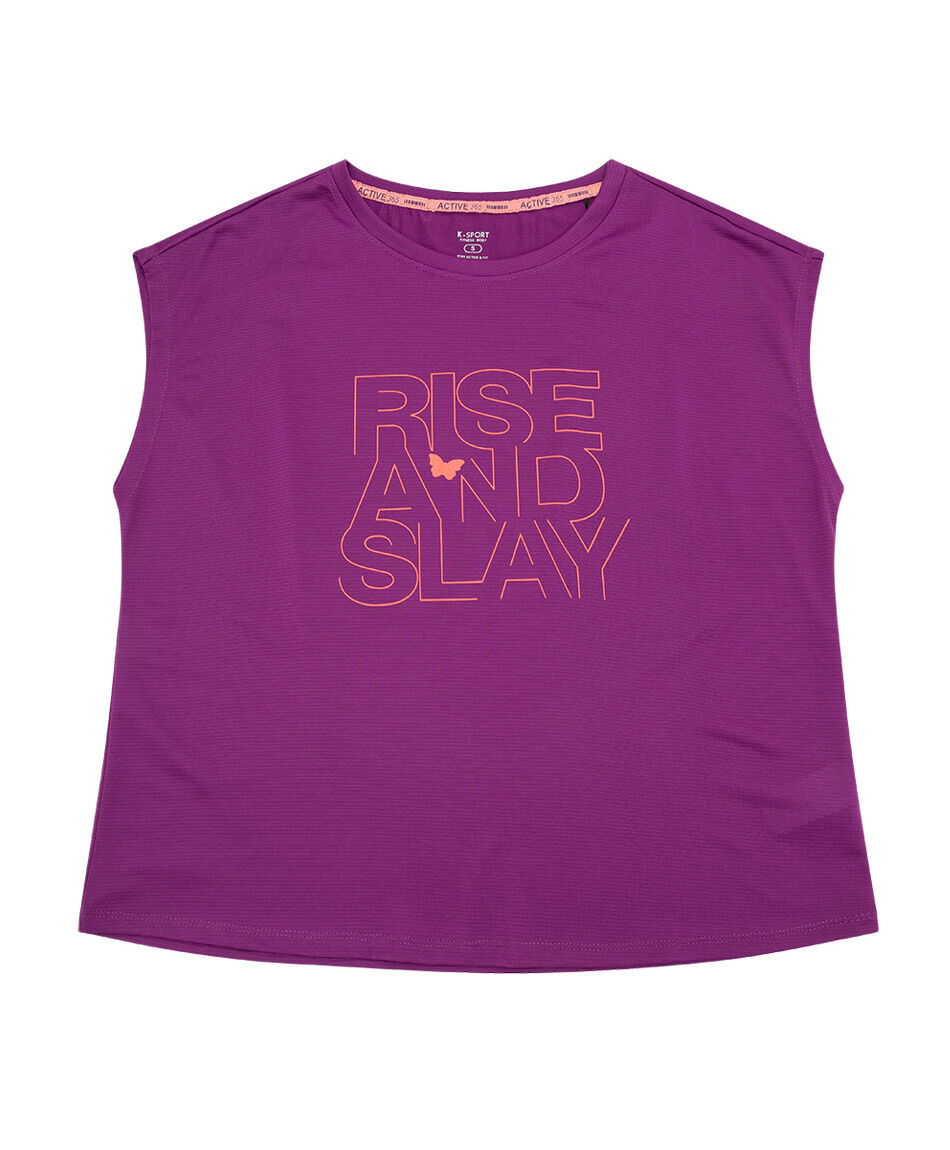 Remera deportiva mujer sin mangas lila