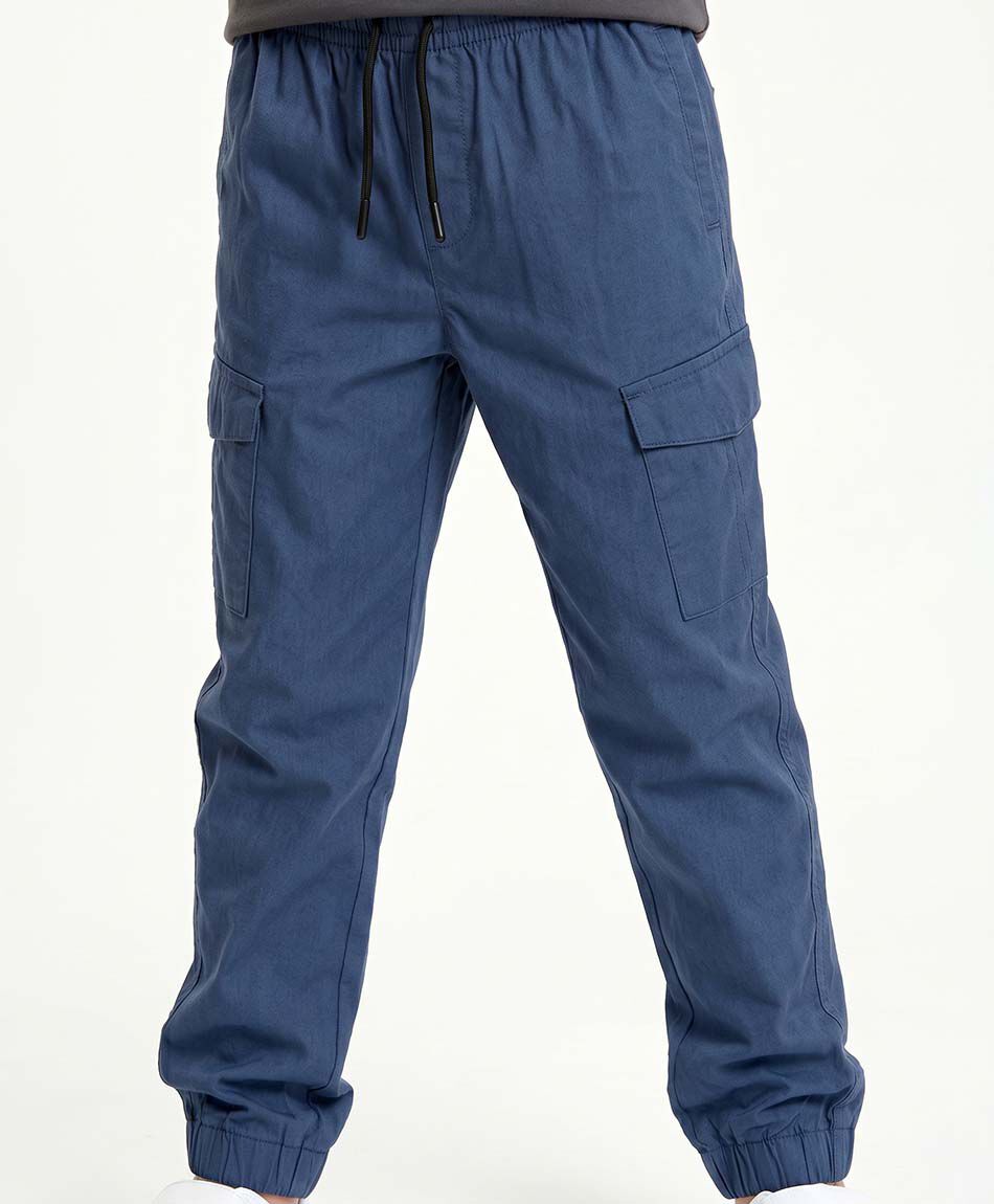 Pantal&oacute;n ni&ntilde;o cargo twill azul