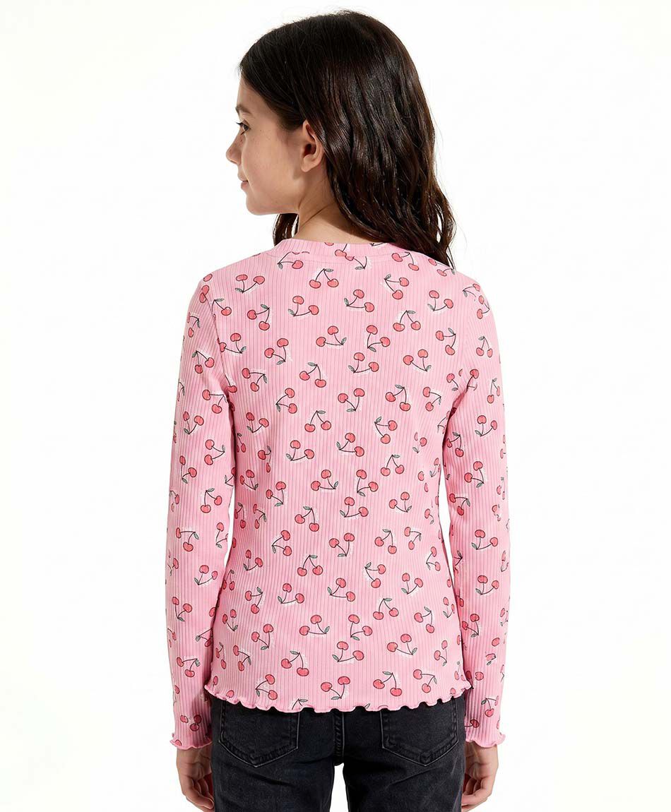Remera ni&ntilde;a manga larga cerezas