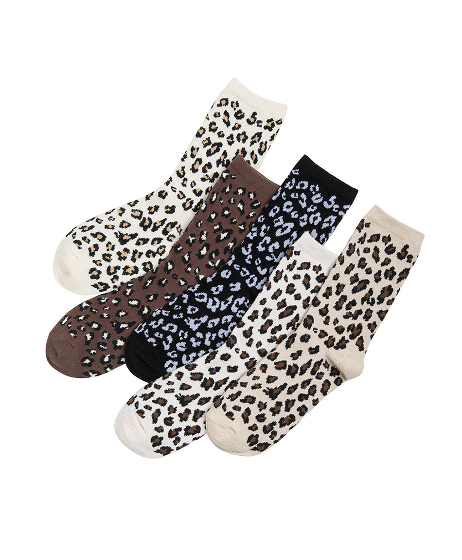 Pack 5 medias mujer animal print