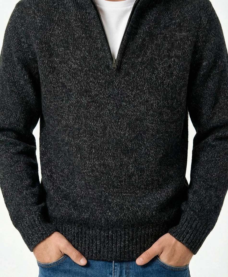 Sweater hombre cierre medio lanoso