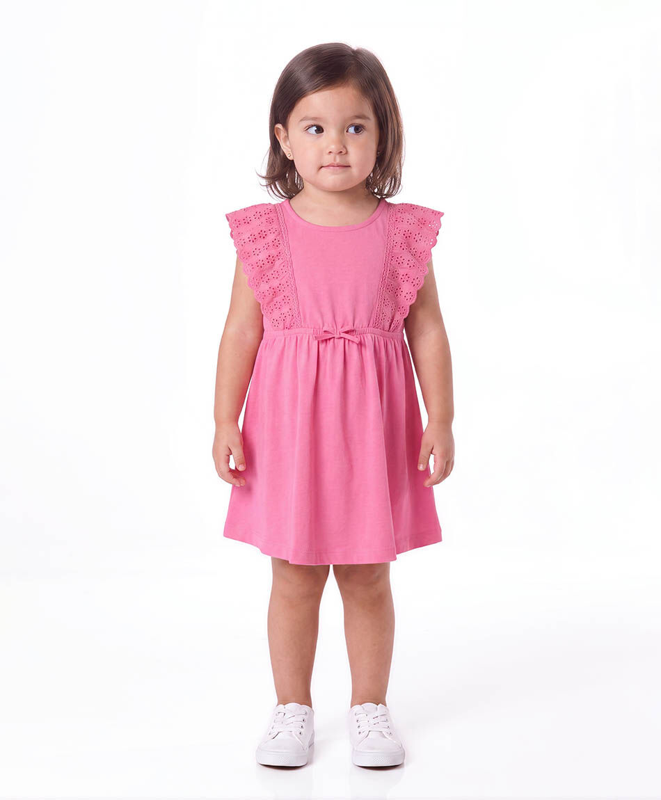 Vestido beb&eacute; broderie rosado