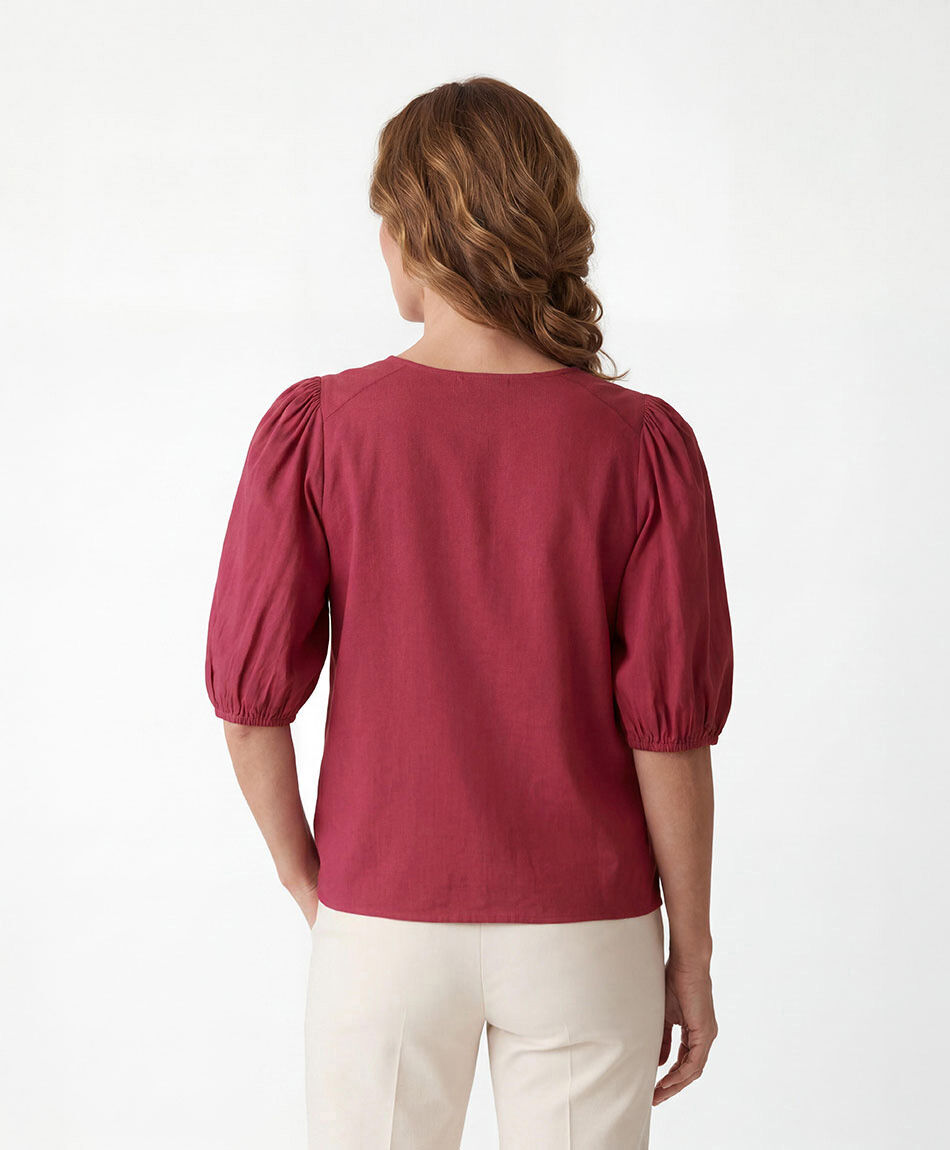 Camisa mujer botones manga globo
