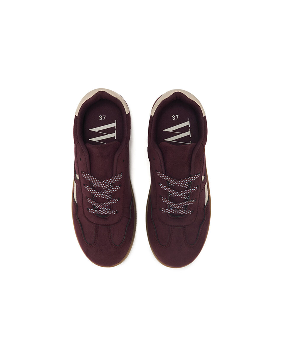 Zapatilla mujer vintage burdeo