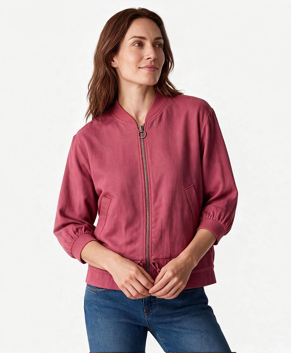 Campera mujer bolsillos lino