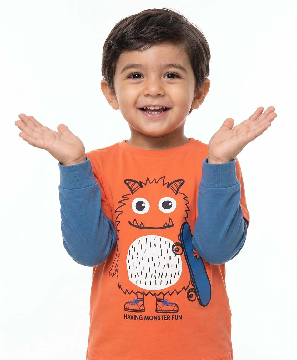 Remera beb&eacute; manga larga monstruo