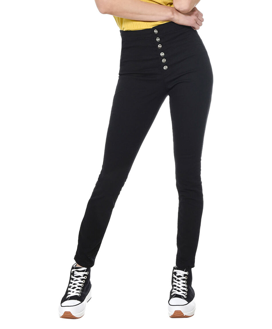 Jeans tiro alto botones