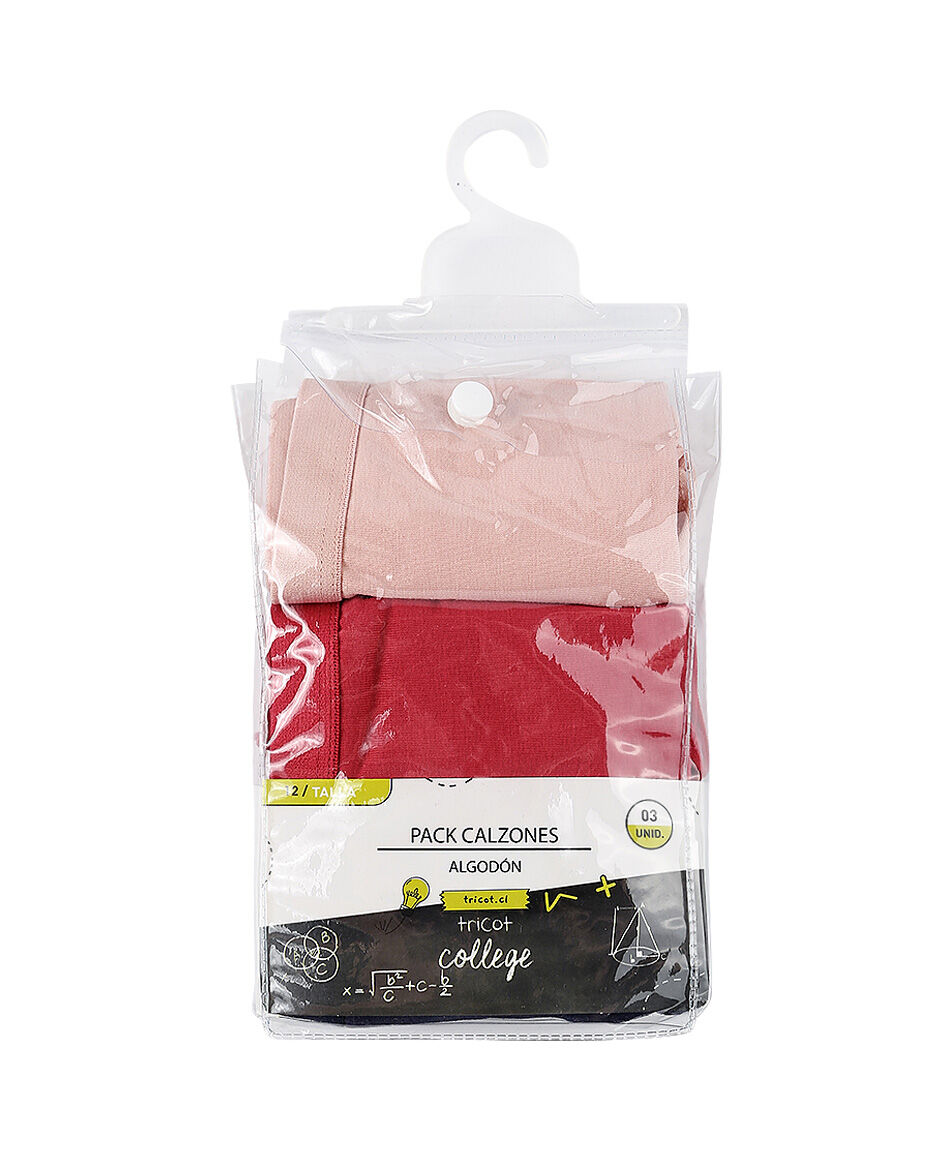 Pack 3 calzones escolar ni&ntilde;a tricolor