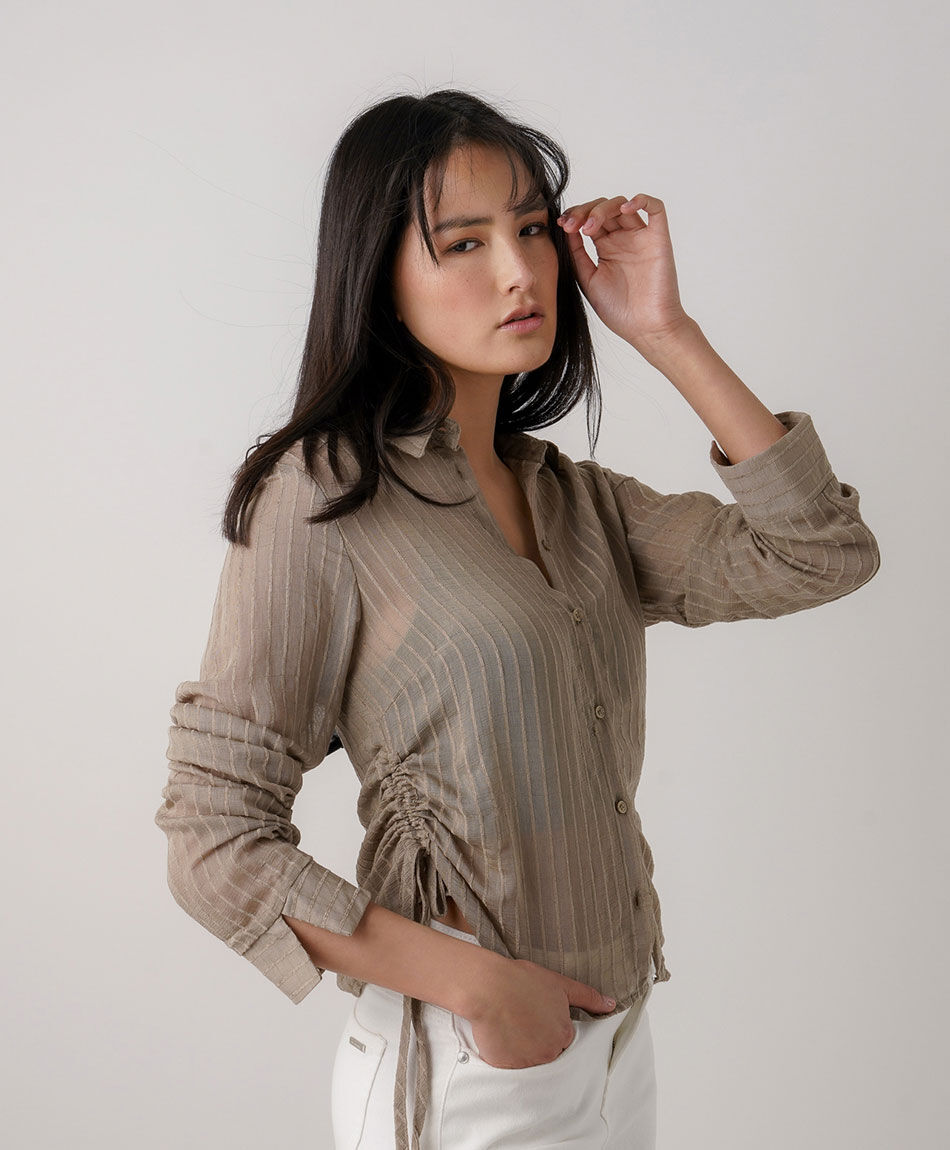 Camisa mujer lazos laterales l&iacute;neas