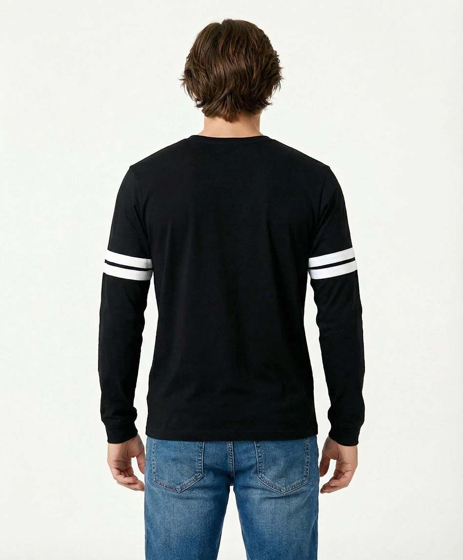 Remera hombre manga larga linea doble white