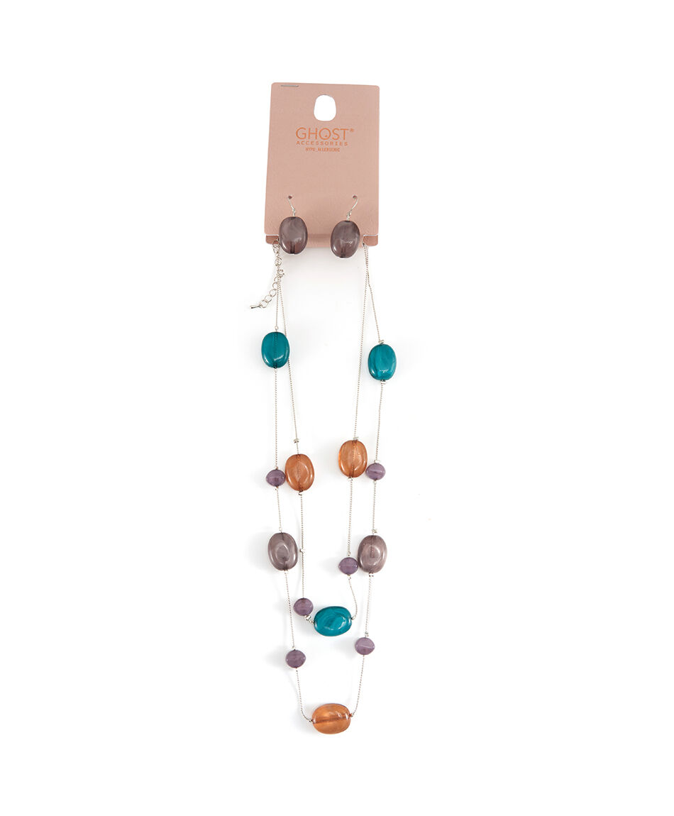 Set collar + aros mujer piedras