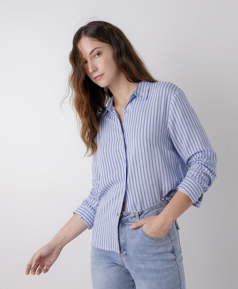 Camisa mujer l&iacute;neas lazos laterales