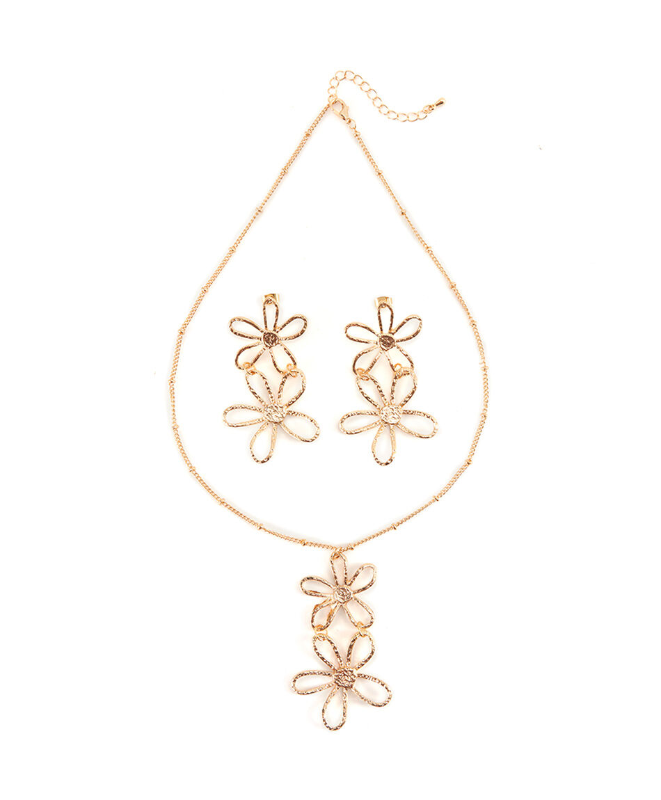 Set collar mujer flores gold