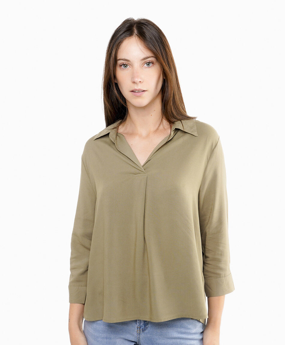 Camisa mujer lisa elegante green