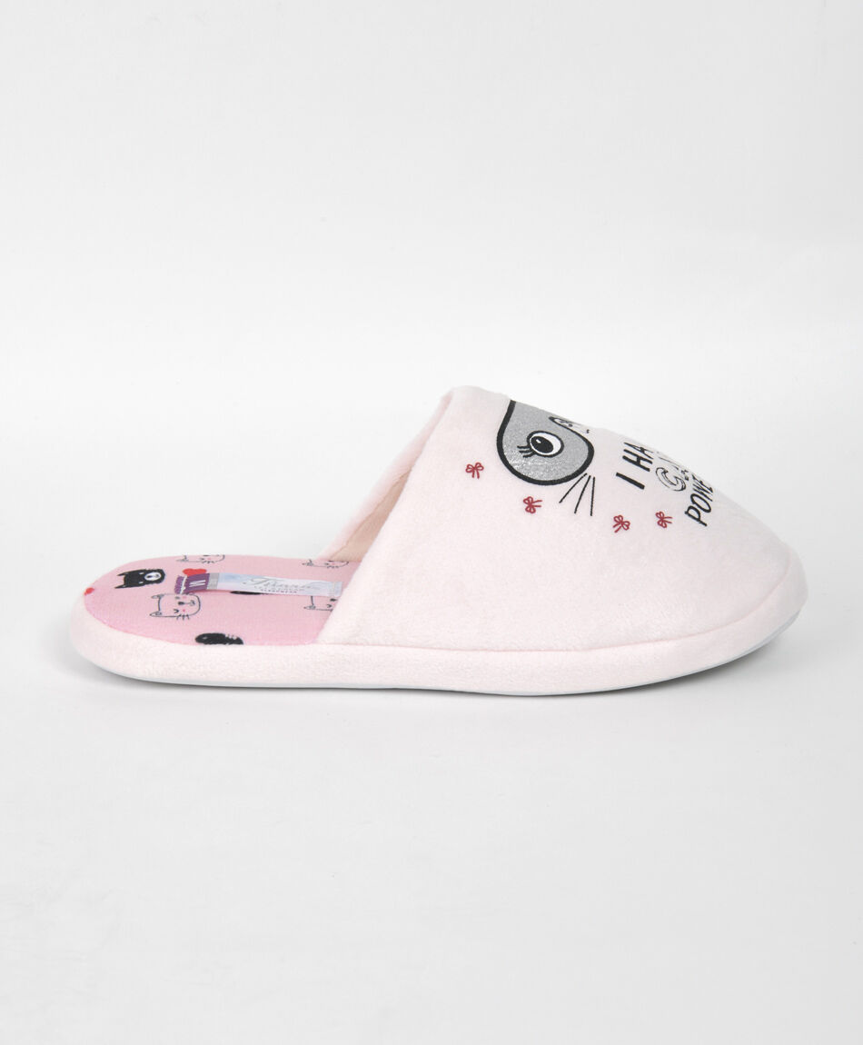 Pantufla mujer gato antifaz