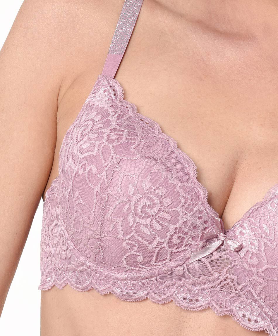 Corpi&ntilde;o mujer push up encajes brillos