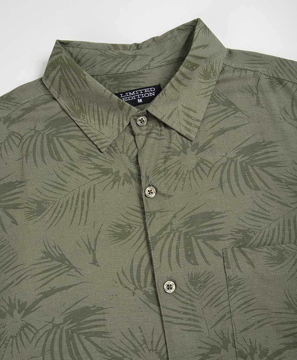 Camisa hombre tropical lino