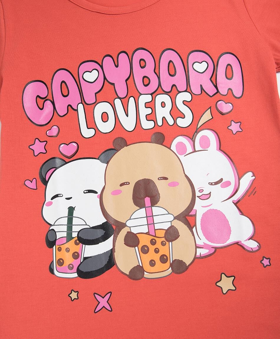 Remera ni&ntilde;a capibara lovers