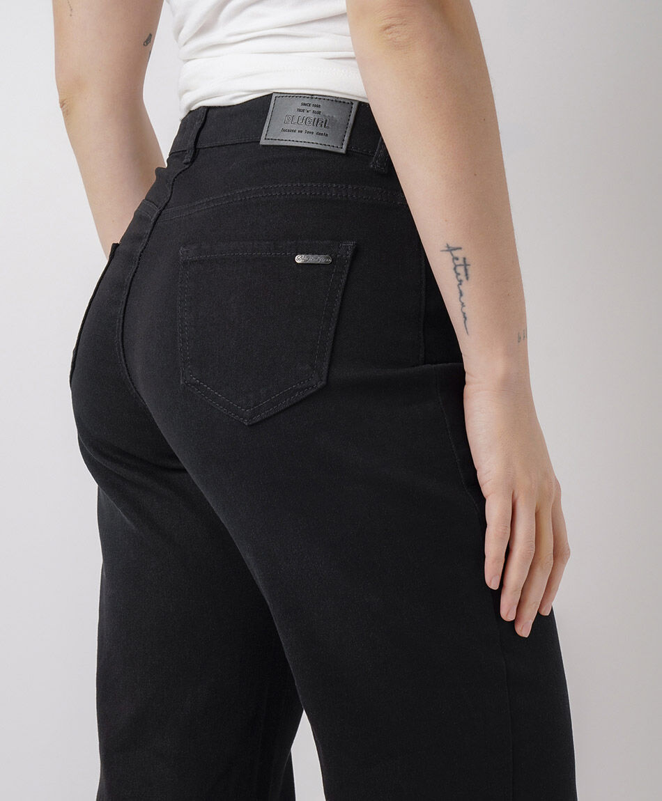 Jeans mujer straight pinzas black