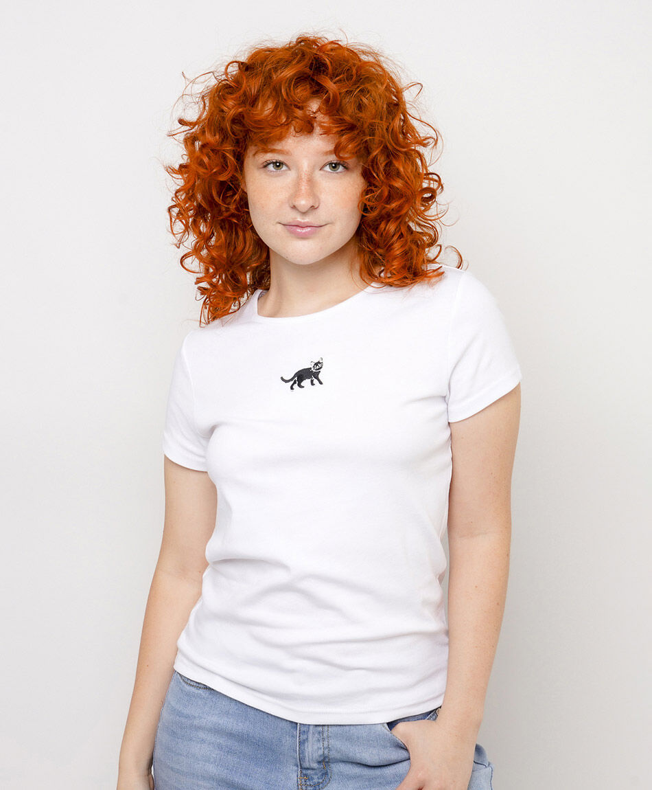 Remera mujer bordado cat
