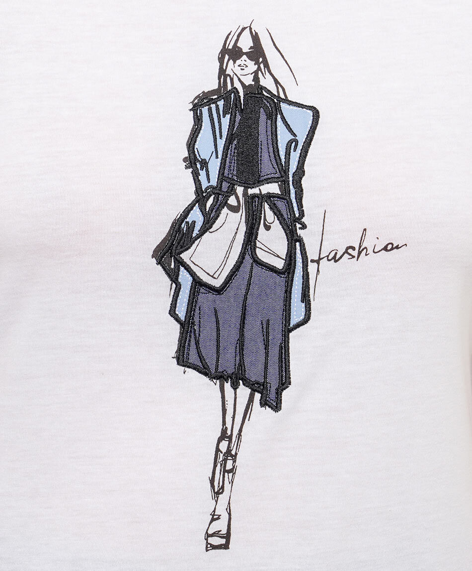 Remera mujer bordado denim