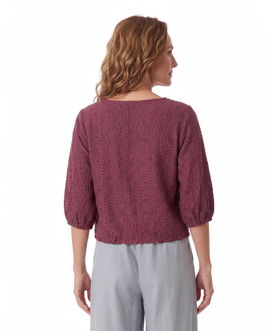 Remera mujer calada botones lazo