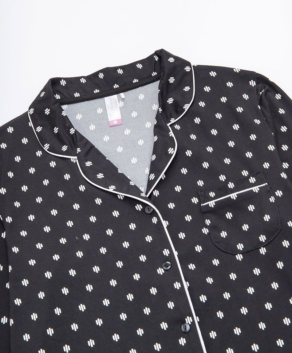 Pijama mujer camisero mini print l&iacute;neas