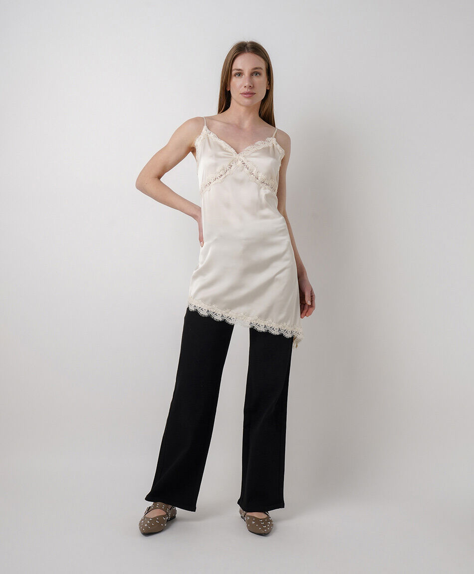 Camisa mujer sat&iacute;n encaje