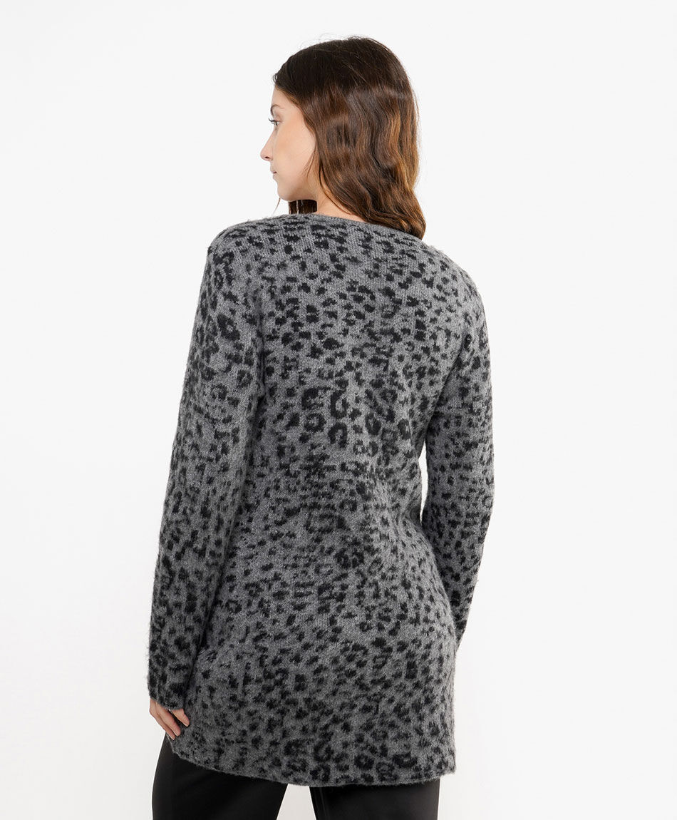 Cardigan mujer animal print grey