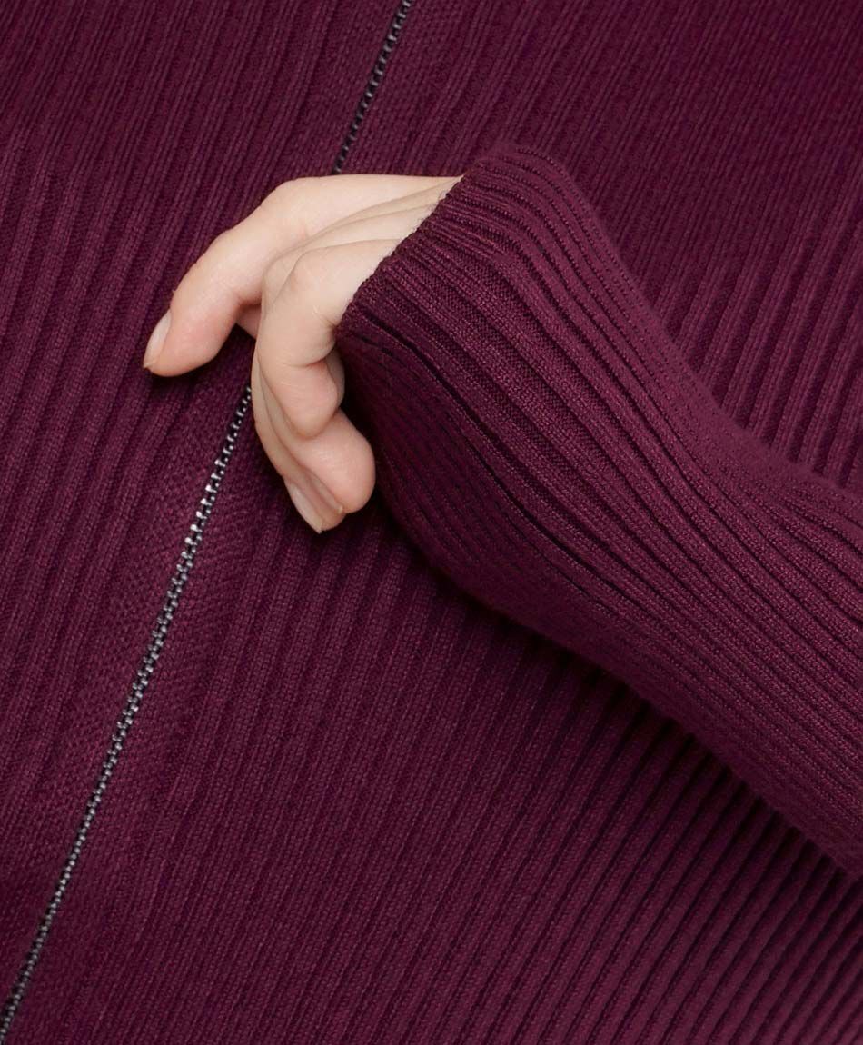 Cardigan mujer con cierre burdeo